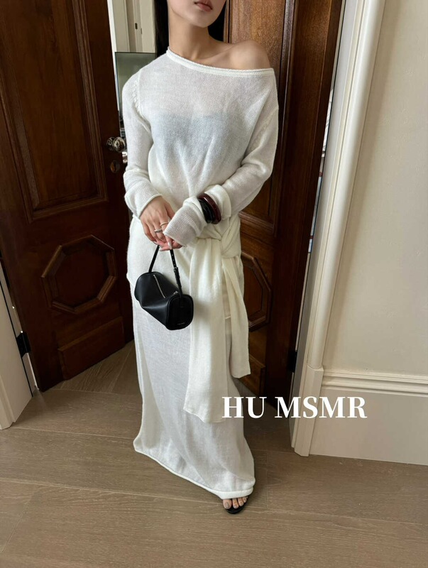 广州十三行HUMSMR秋上新优雅纯色高腰修身高级感针织半身裙H811|undefined