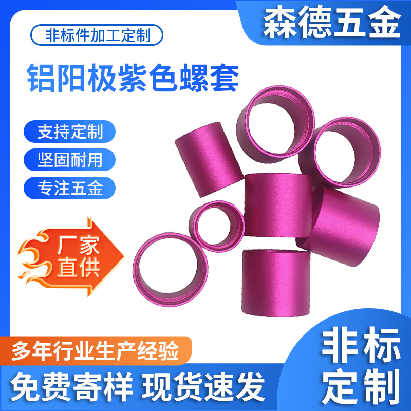 铝阳极紫色螺套带孔M3M12保护套304不锈钢自攻带孔螺纹订做插销