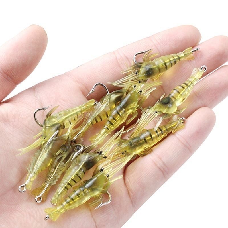 Luya Fake Bait 4cm Small Shrimp Luminous Hooked Shrimp Cocked Mouth Bass Kill Sea Fishing Freshwater Fake Bait Soft Bait Artificial