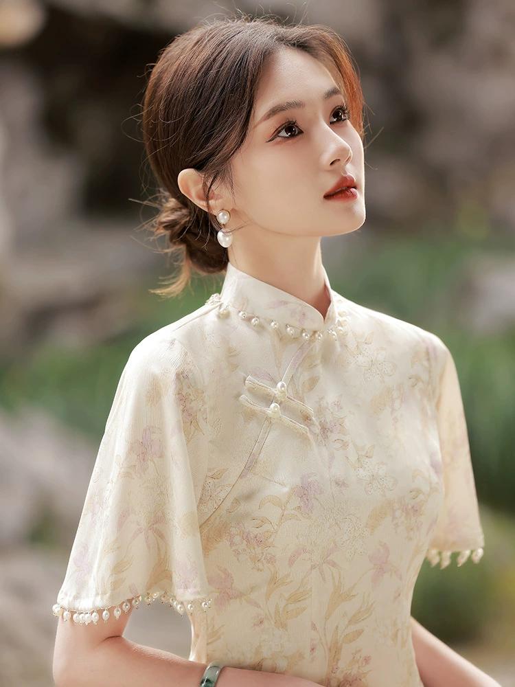 Новый китайский cheongsam новый 2025 улучшенный молодой летний продвинутый смысл