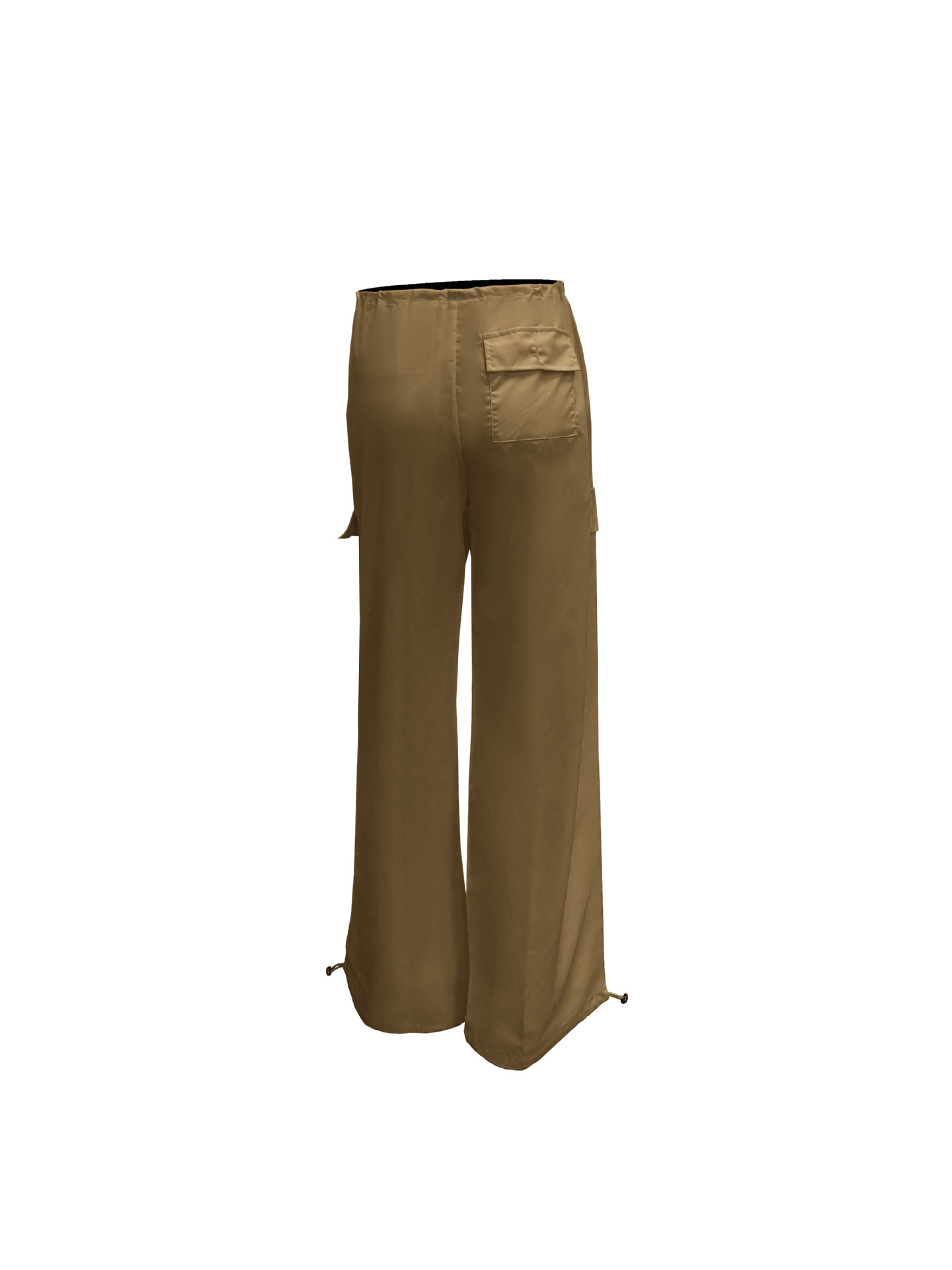 Pantalones de mujer a la moda con bolsillos con cordones pantalones de cintura baja monos sueltos_voghion.com