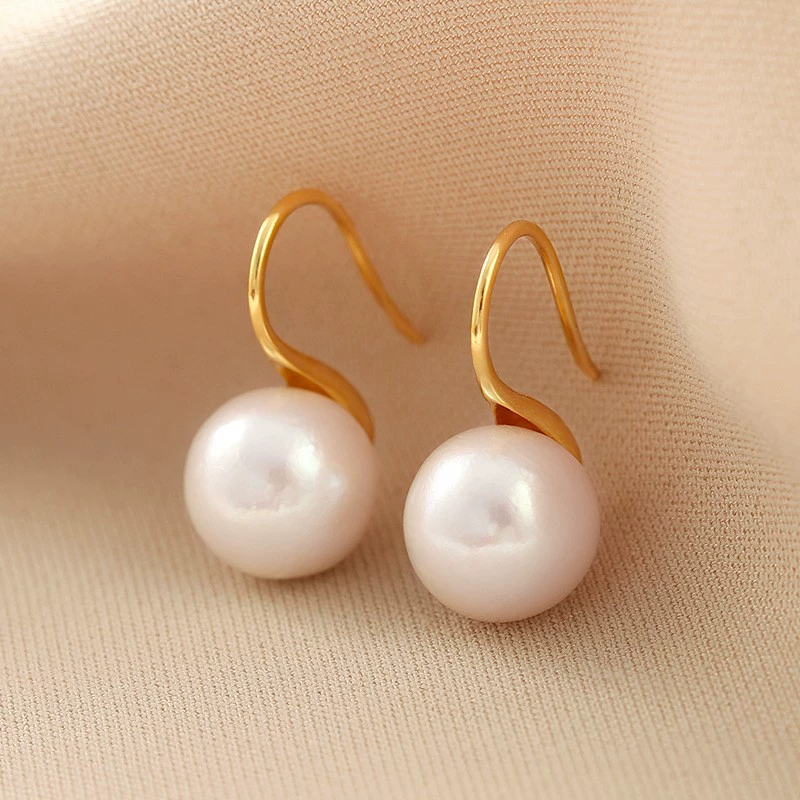 Pearl bulb, design elegant earrings, silver 925 sample, simple and elegant design, internet celebrity