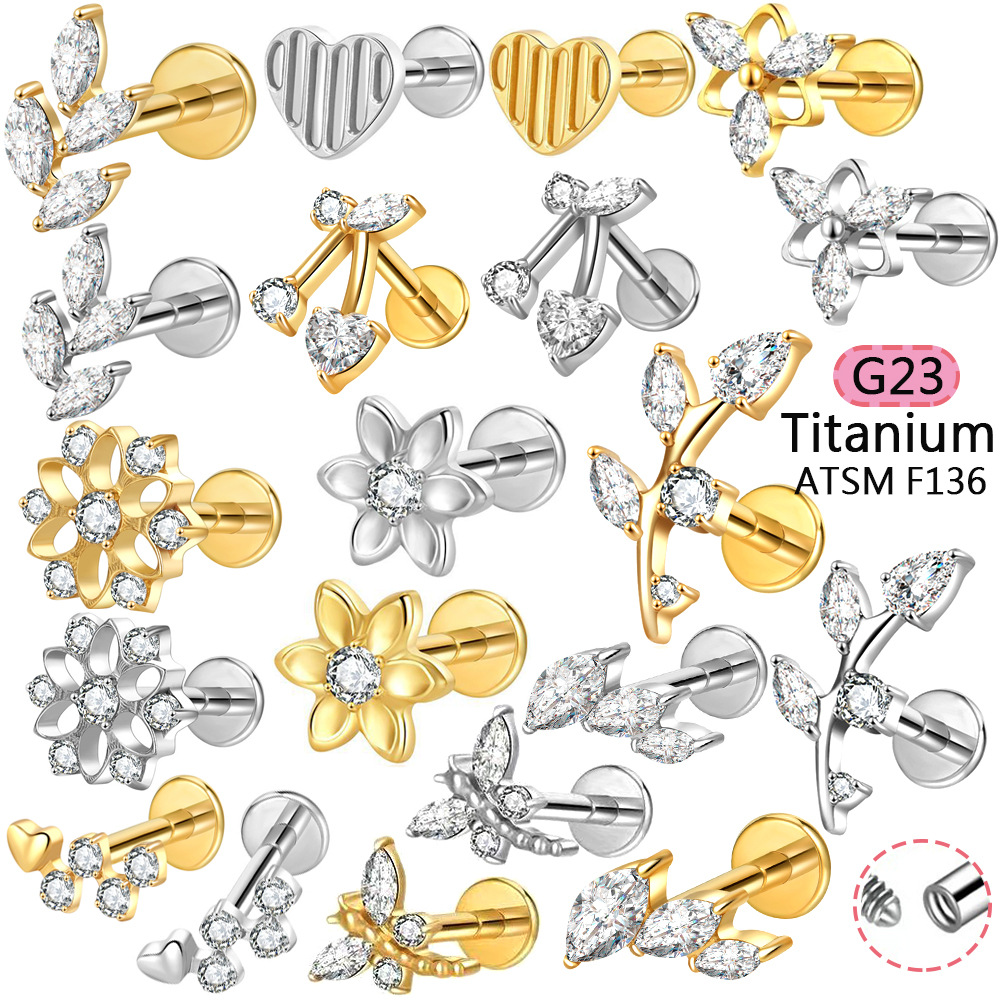 Silver pointed spike labret stud material detail