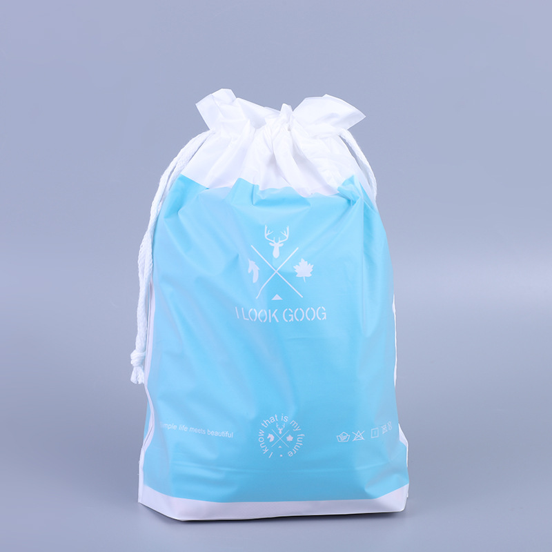 新款PEVA磨砂蓝色鹿头抽拉绳袋内衣打底裤袜子背心束口收纳包装袋