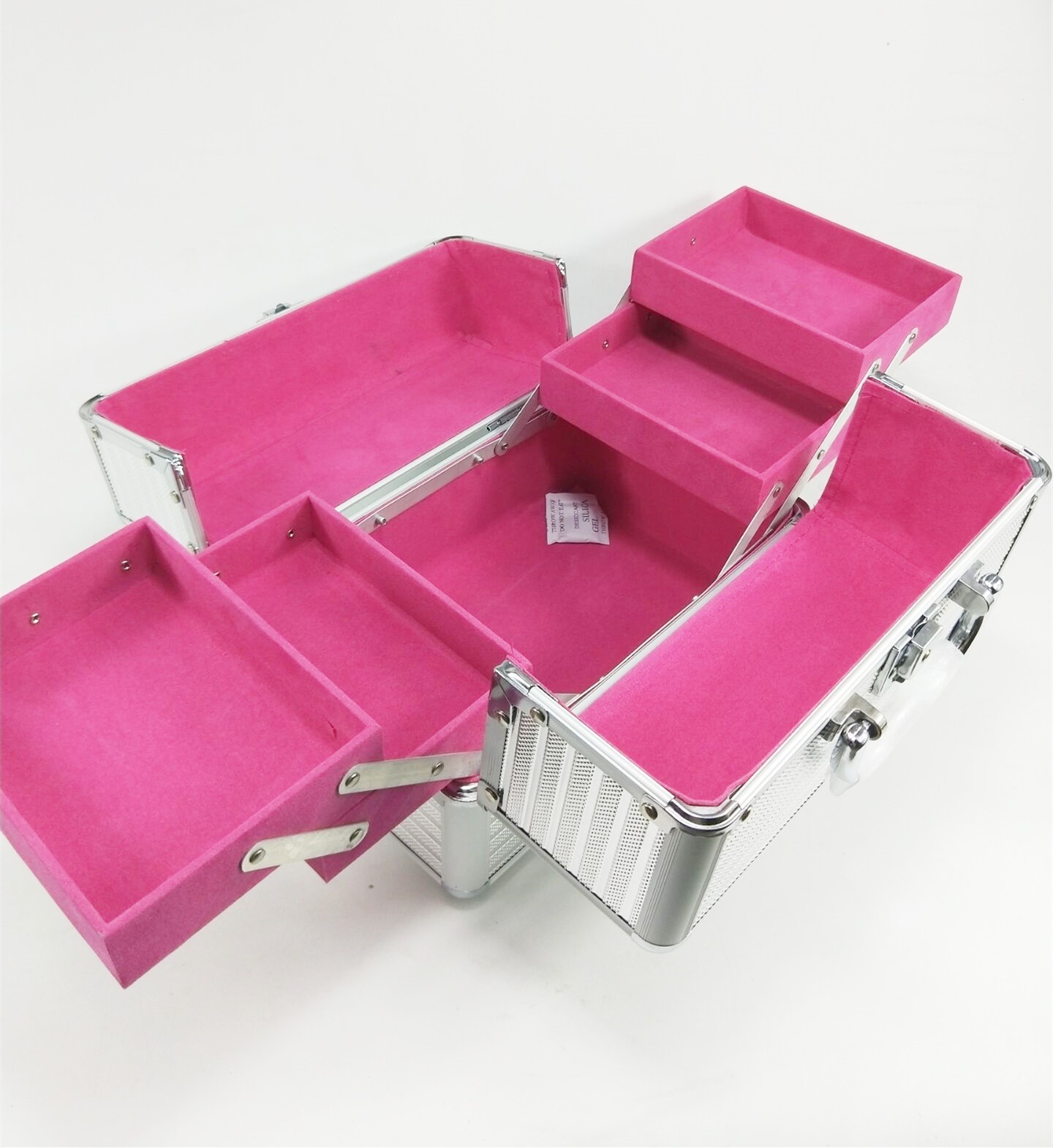 Caja cosmética portátil de aleación de aluminio de doble apertura, caja de herramientas especial para pedicura, caja de uñas de tatuaje, caja de aluminio multicapa de maquillaje