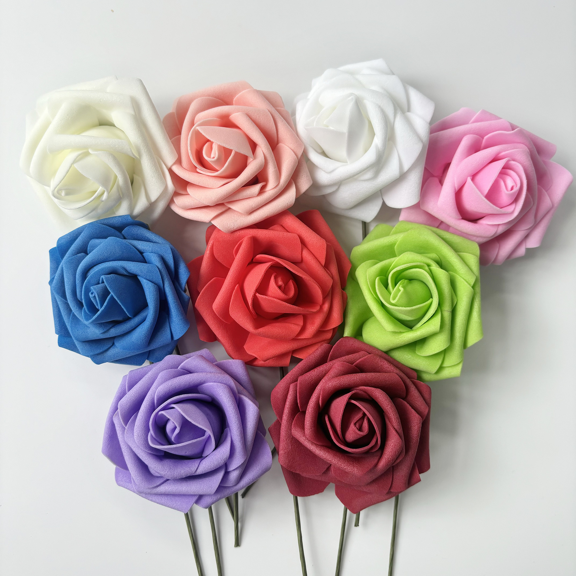 7-8cm 25 Foam Flowers with Rods Can Be Shaped in Opp Bags for Wedding Home Decoration Simulated Pe Foam Roses