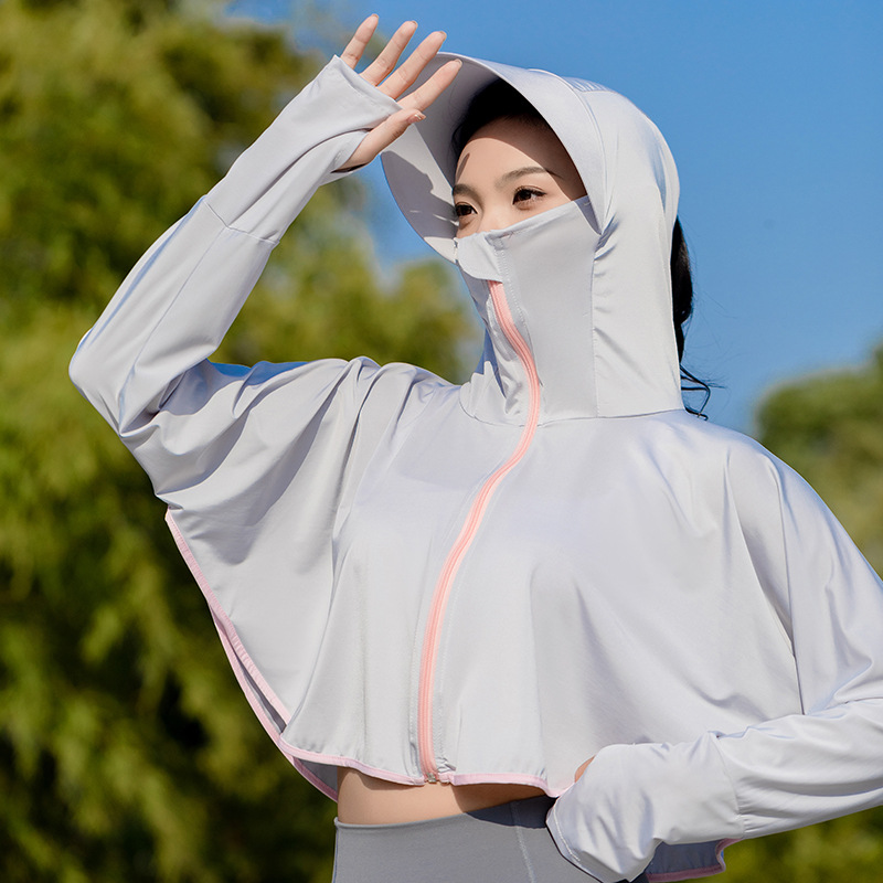 2023 new sun protection clothes women UV breathable ice silk sun protection shirt riding long sleeve sun protection clothes thin coat