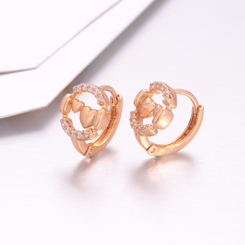 Arracadas con Corazón Calado de Aleación de Cobre, Estilo Retro, para Mujer