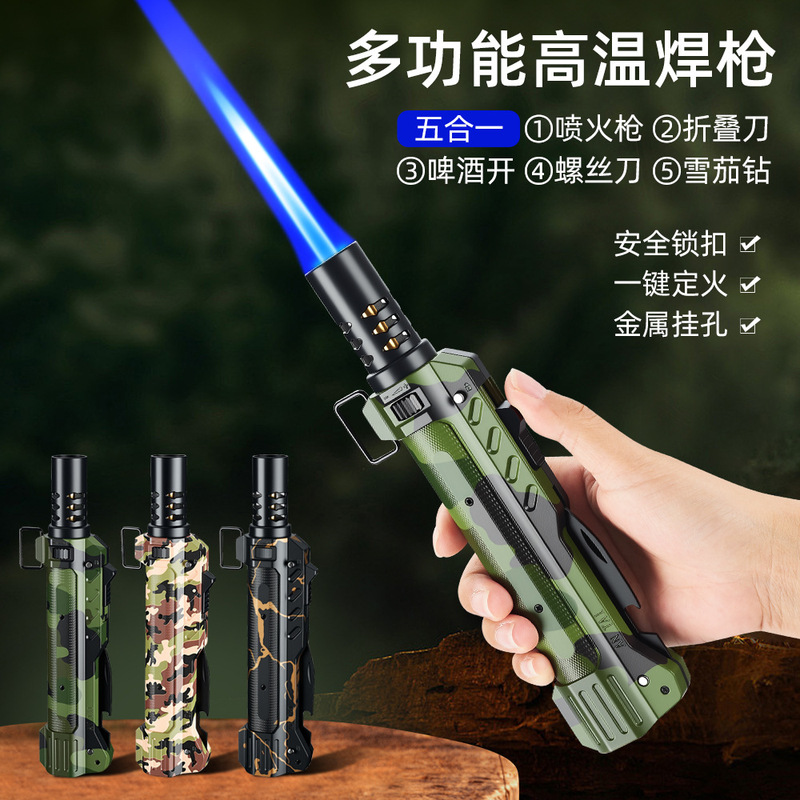 All-Platform Distribution of Outdoor Multi-Functional High-Power Flame Gun, Windproof Direct Flame Igniter, Camping Inflatable Lighter