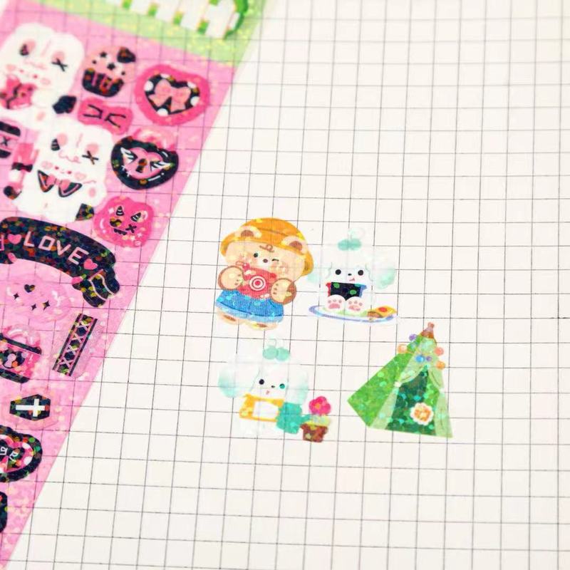 小さな鼻ガーステッカーレーザーロールステッカー漫画ノーカットハンドブック素材装飾ステッカー子供の DIY ステッカーギフト|undefined