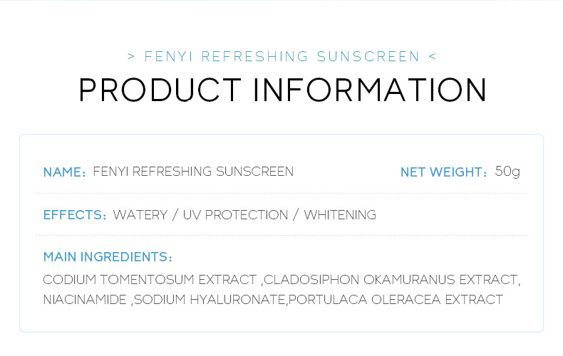 Wholesale of cross-border skin care products fenyi Refreshing sunscreen 50g Hydrating and Moisturizing Primer undefined