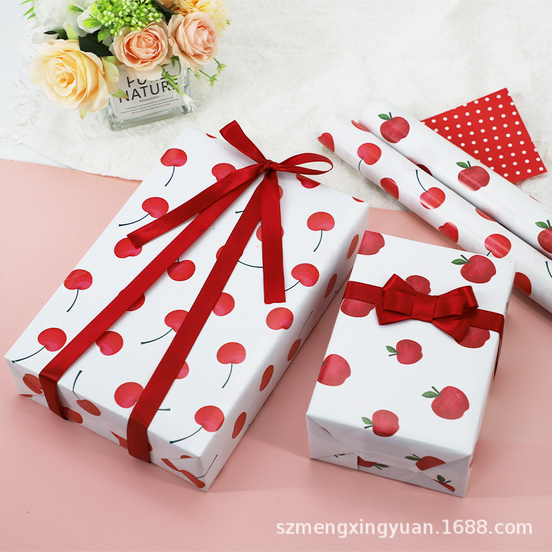 Fruta creativa simple dibujos animados niños estudiante de alta gama cumpleaños Día de San Valentín papel de embalaje de regalo papel de cubierta de libro