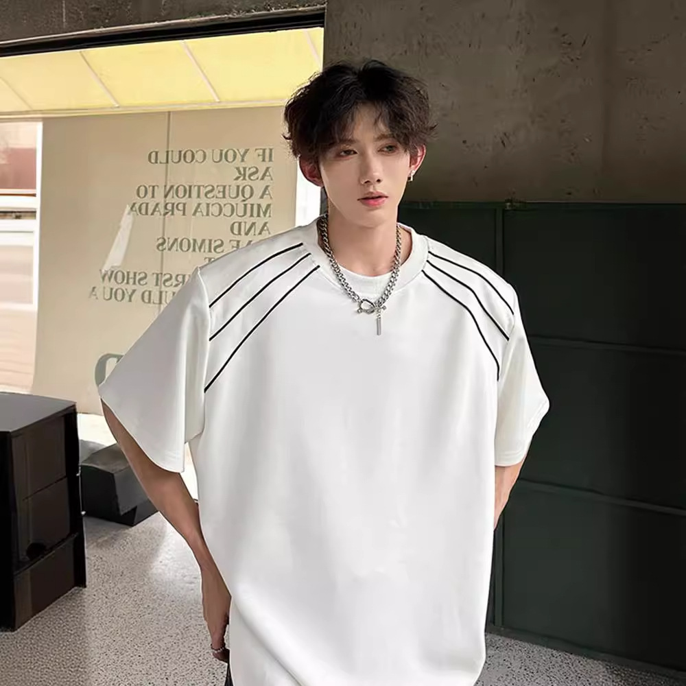 American Short-Sleeved T-Shirt Men's Summer Simple Trendy Brand High Street Design Sense Hairstylist Niche Loose Casual Half-Sleeved Export