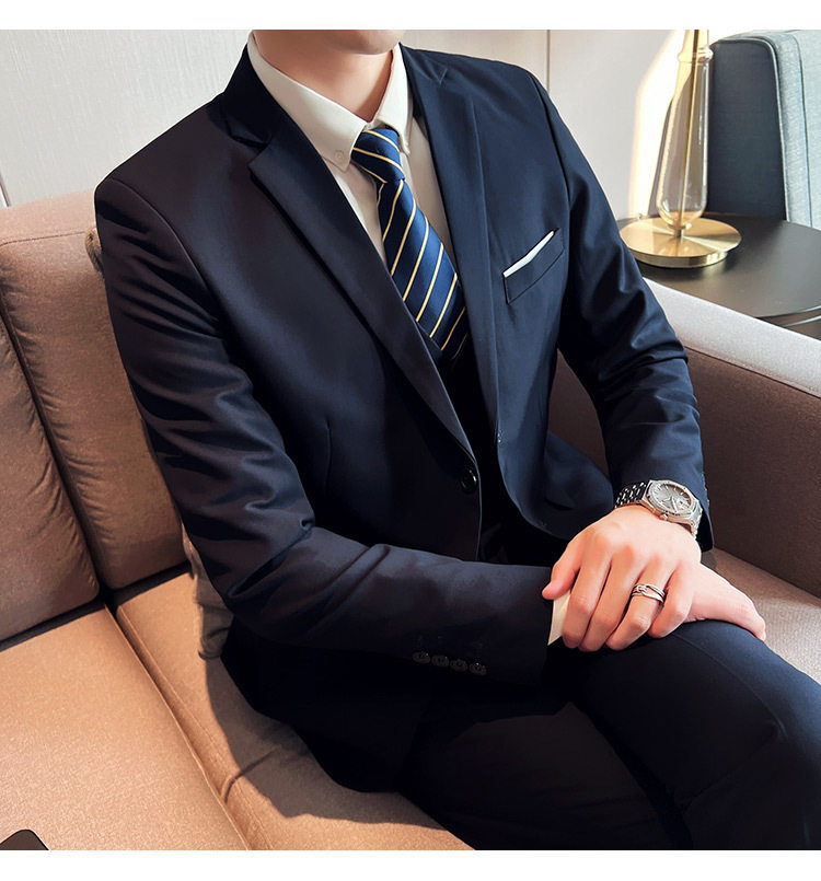 Bộ vest nam ba món ôm dáng, áo vest công sở cho nhân viên văn phòng và chú rể — Burgundy (áo đơn hai nút), Burgundy (áo đơn một nút), Màu xanh (áo đơn hai nút), Màu xanh (áo đơn một nút) chi tiết 28