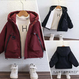 男童冬季加绒棉衣新款洋气儿童保暖外套时髦小男孩秋冬派克服