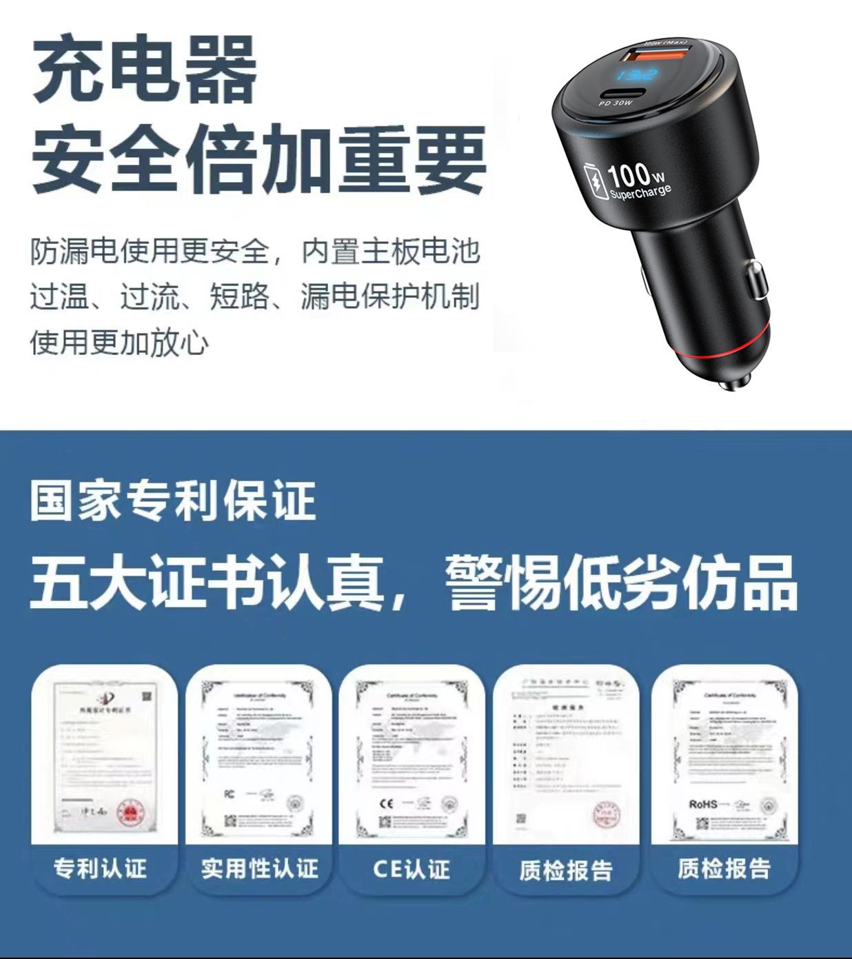 120W Full Protocol Car Charger Is Suitable for Xiaomi, Huawei, Oppo, Honor Super Fast Charging, and Vivo Flash Charging