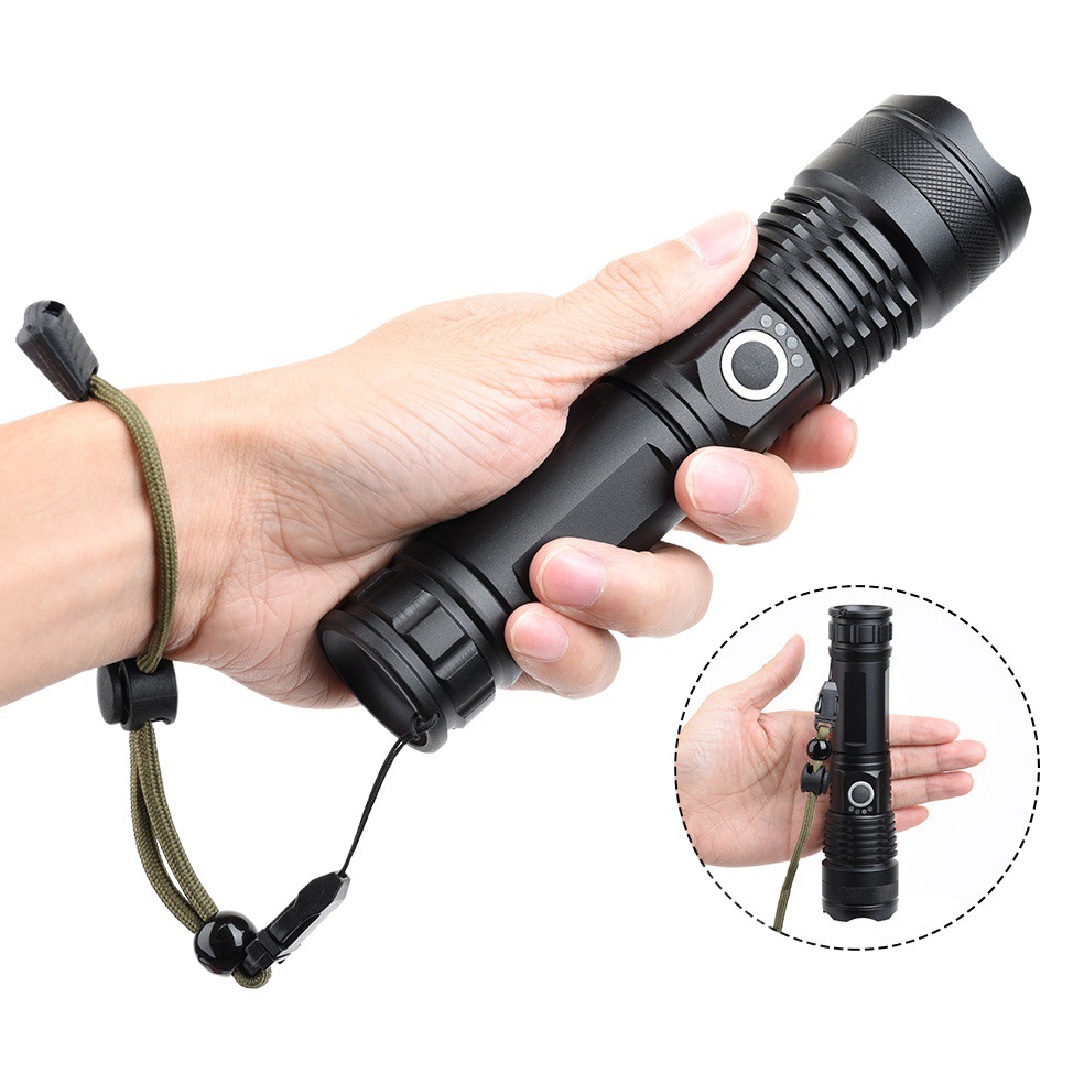 Linterna P50 exclusiva para uso transfronterizo, foco P70 de alta intensidad para exteriores, aleación de aluminio, impermeable, zoom telescópico, linterna P90.