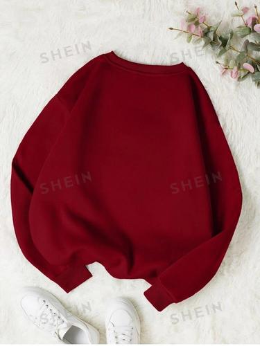 Quiet Letter Graphic Thermal Lined Sweatshirt Western and Eastern polyester