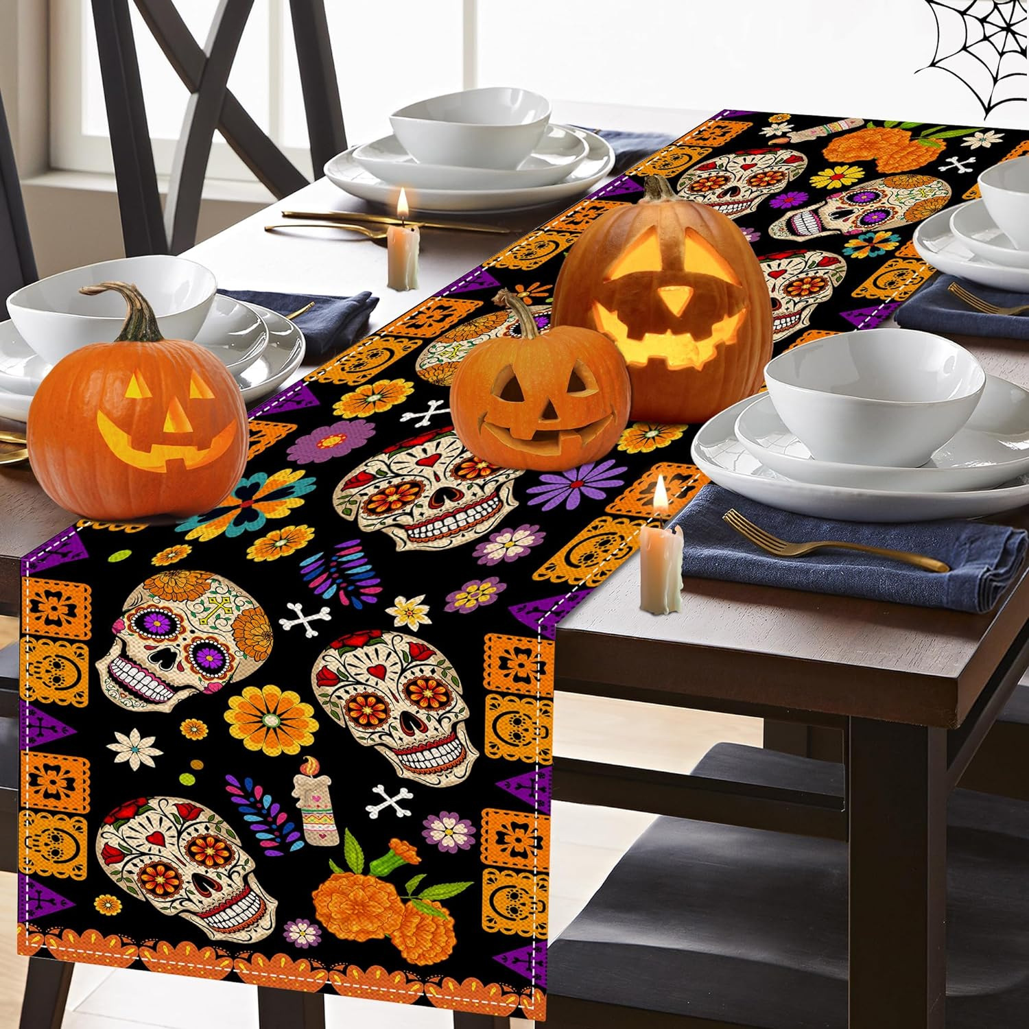 110g Weight Tablecloths Home Textiles & Decor Type tablecloth Event & Party Supplies 1 Piece, 1 Set Quantity Casual, Party Occasion Linen Material Halloween, Day of the Dead Festival Skull Pattern Funny Style Halloween Day Of The Dead Funny Skull Linen Casual Party Tablecloth Party Supplies Tableware 1 Piece 1 Set 27