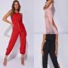 2022 Europe and America Foreign trade summer Women's wear new pattern Jumpsuits Solid Halter pants Split ends Frenum temperament one-piece garment