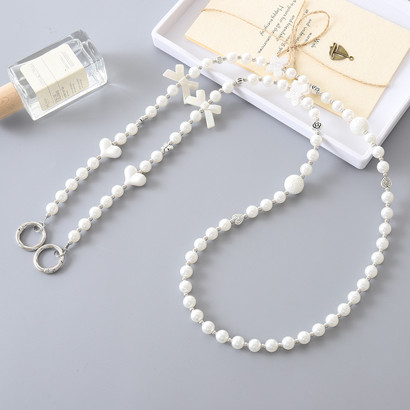 Nuevo acrílico cuentas teléfono móvil cadena perla crossbody Correa cadena teléfono móvil caso colgante regalo para las mujeres