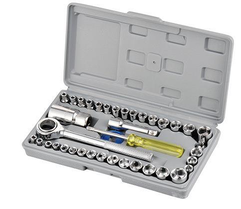 40PC套筒工具 组套大飞快速扳手24齿铬钒钢材质五金工具 汽修工具