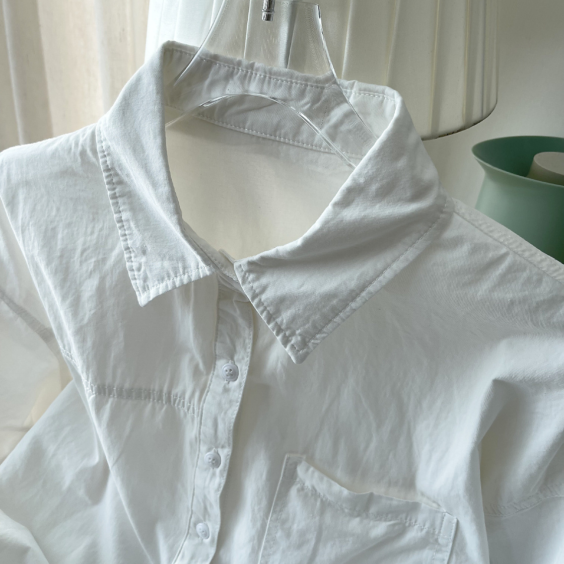 Non vedo l'ora di indossare questa bellissima maglietta velocemente. Camicia da donna coreana in tinta unita._voghion.com