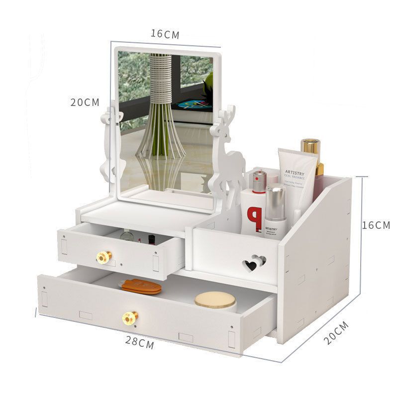 Espejo de maquillaje espejo portátil chica Internet celebridad escritorio vestidor espejo estudiante dormitorio tocador simple espejo con caja de almacenamiento