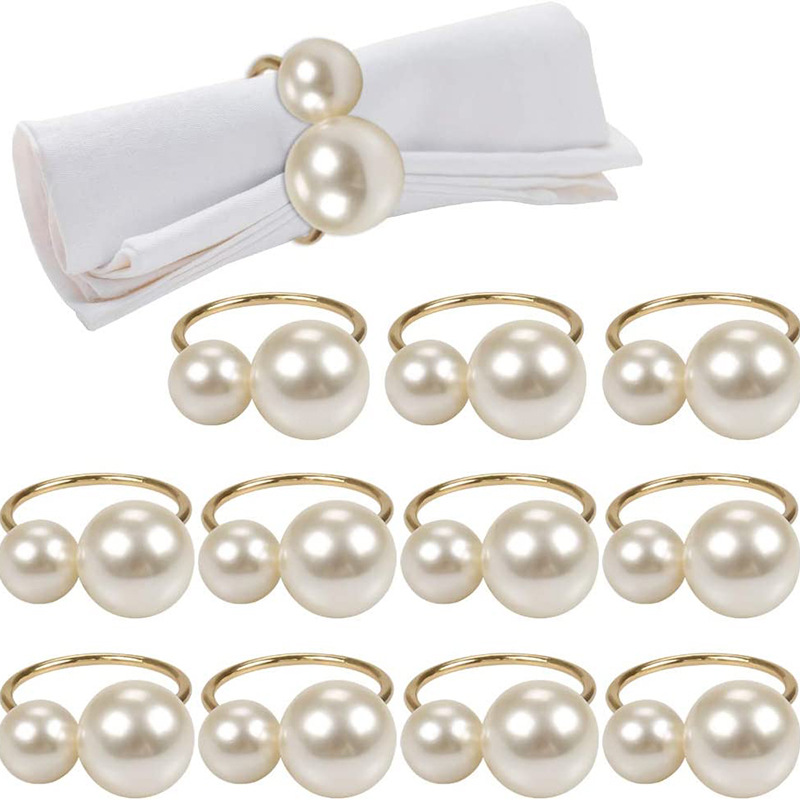 53g Weight Simple Round Pearl Metal Napkin Rings 6 Pieces Per Pack