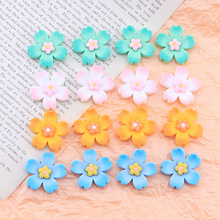 五瓣渐变桃花系列自制diy手机壳贴片奶油胶发夹头绳收纳盒材料包