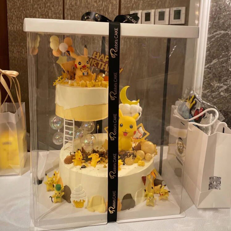 정사각형 흰색 21*21*38cm, 투명한 유체 곰 포장 상자