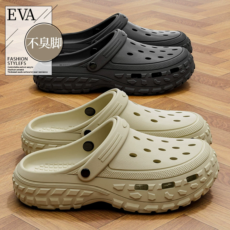 Обувь Croc, летняя мужская износостойкая нескользящая верхняя одежда на толстой подошве, домашние летние спортивные сандалии и тапочки на два предмета одежды