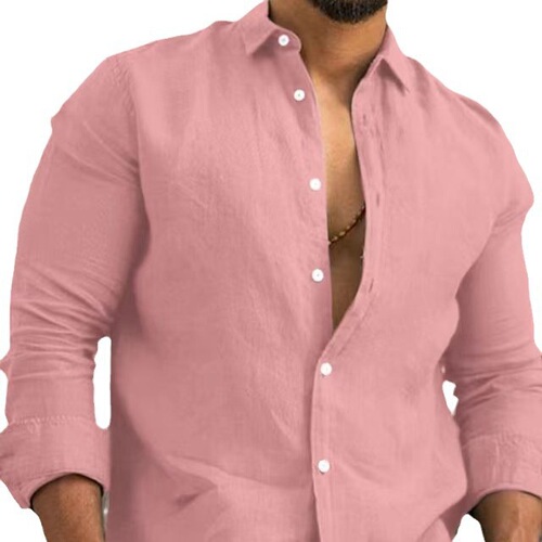 2024 Men's Casual Pure Cotton Linen Shirt for Youth in Europe and America