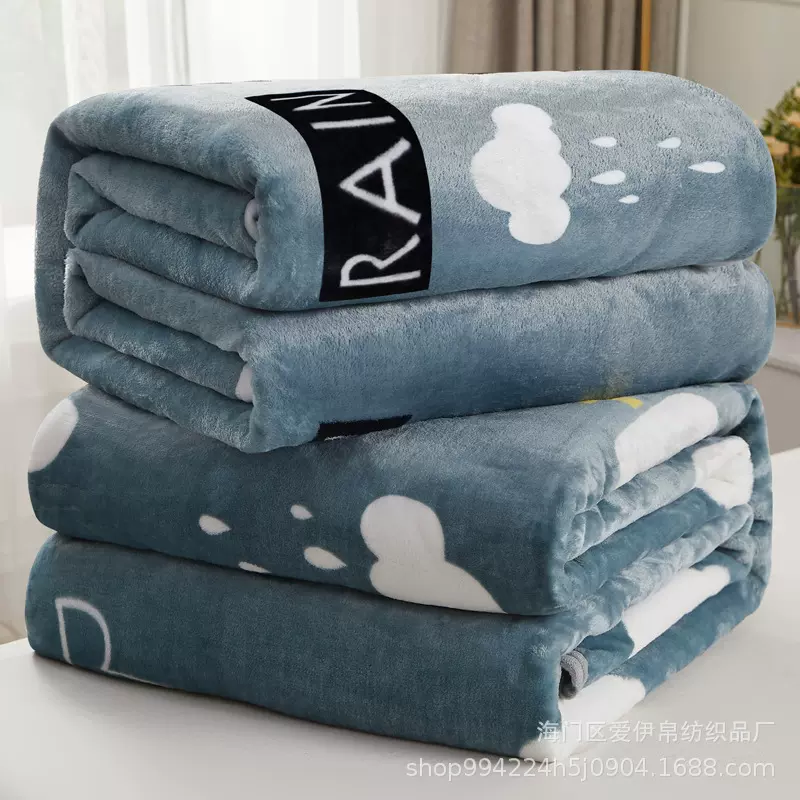 跨境批发纯色法兰绒毯子珊瑚绒盖毯空调毯四季通用星空图案超柔软