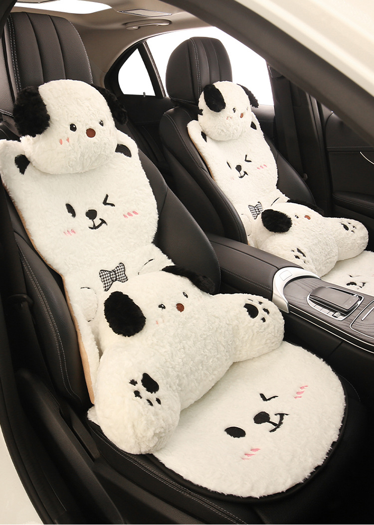 Winter Plush Cartoon Car Seat Cushion for Car Use to Keep Warm and Cold, Special Seat Cushion with Cute Little Waist, Non-Slip and Free of Binding