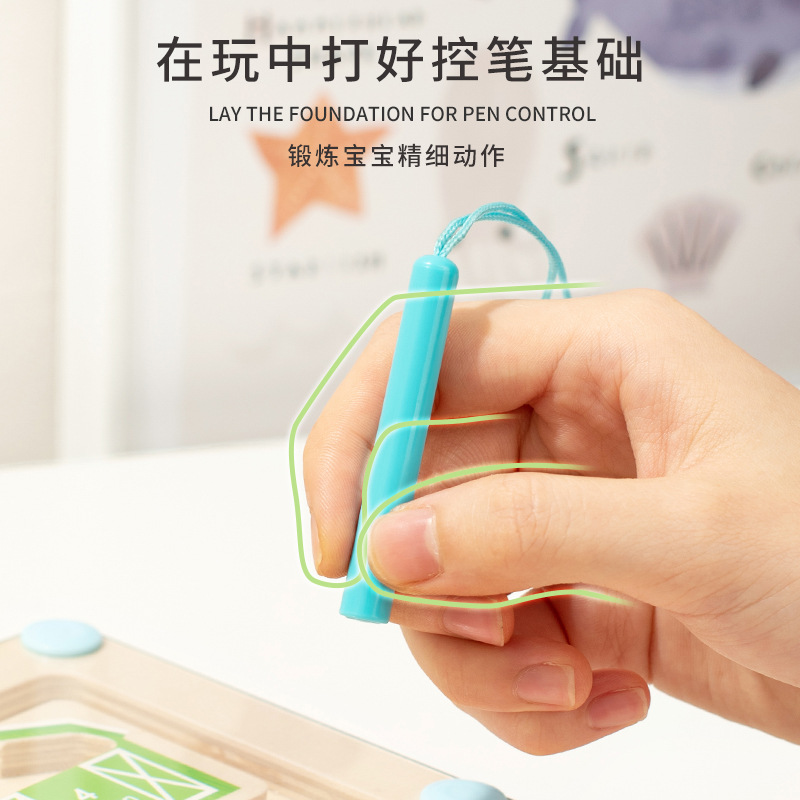 Laberinto cognitivo digital de los niños juguete educativo magnético tablero de conteo magnético pluma caminando grano laberinto juguete de madera