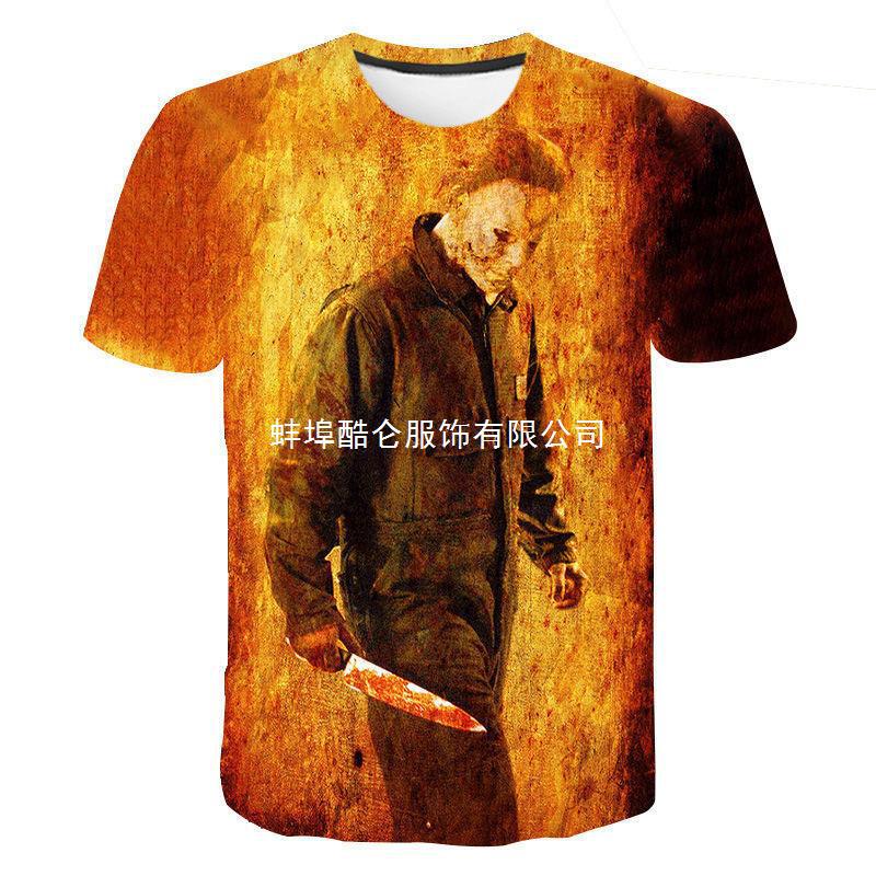 2023 Summer new Halloween Michael Myers digital printing men's T-shirt factory direct sales