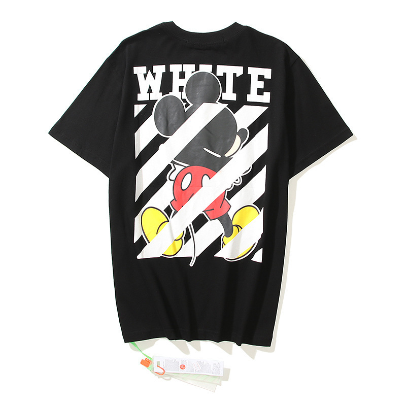 卸売オフ半袖owファッションブランド溶解矢印グラデーション星空スプラッシュインクTシャツ3Dプリント警告線カップル着用|undefined