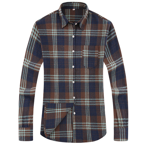 2025 New Men's Checkered Shirt Spring Long Sleeve Cotton Casual Trendy Men's Shirt Blouse Jacket Wholesale