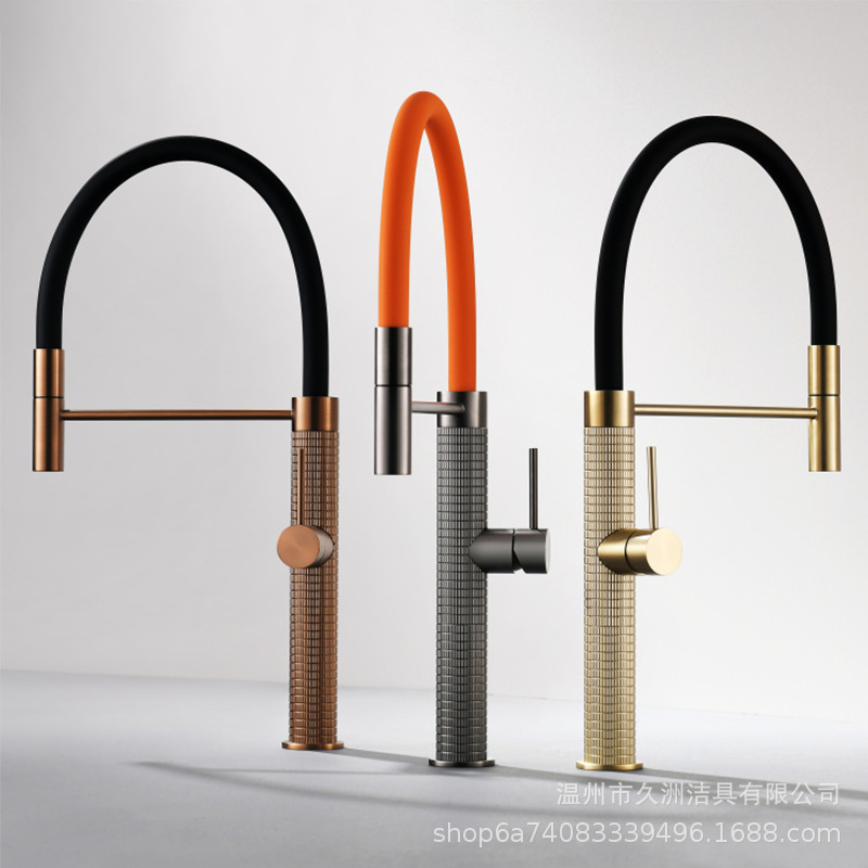 Cross-Border Exclusive Supply Factory-Made All-Copper Kitchen Sink Faucet, Household Gun Gray Hot and Cold Pull-Out Kitchen Faucet for Sink Cross-Border Exclusive Supply Factory-Made All-Copper Kitchen Sink Faucet, Household Gun Gray Hot and Cold Pull-Out Kitchen Faucet for Sink