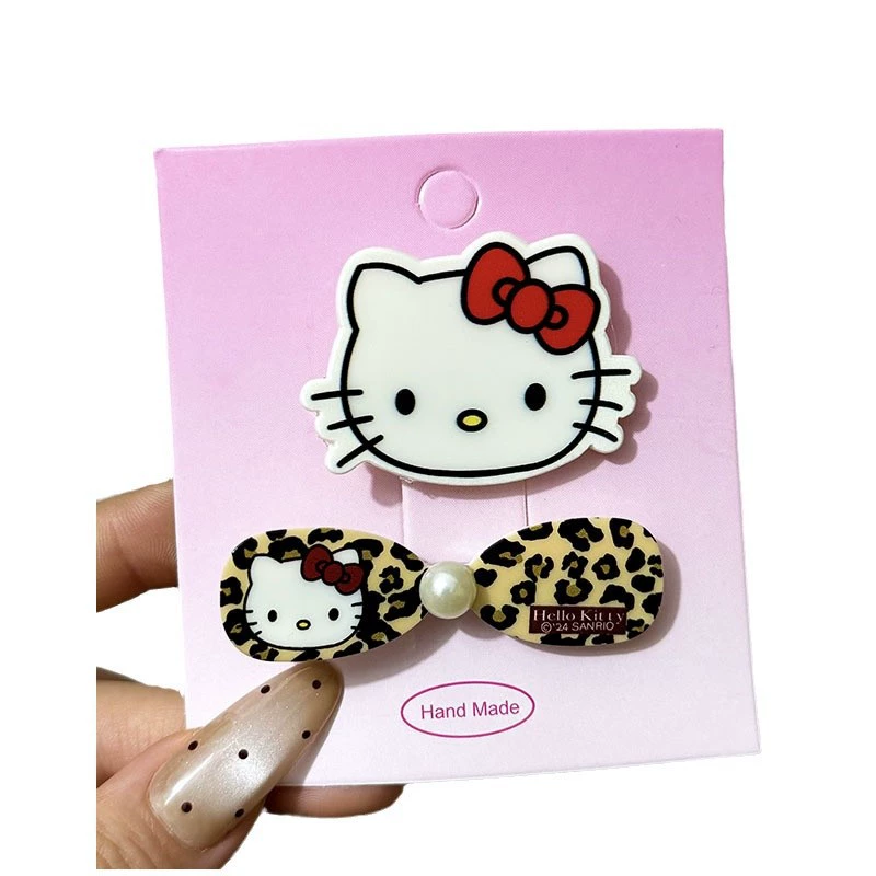 Клипсы для волос с принтом леопарда Hello Kitty, звезда с пятью лучами и гнездовой стиль, для детей 2,5 см