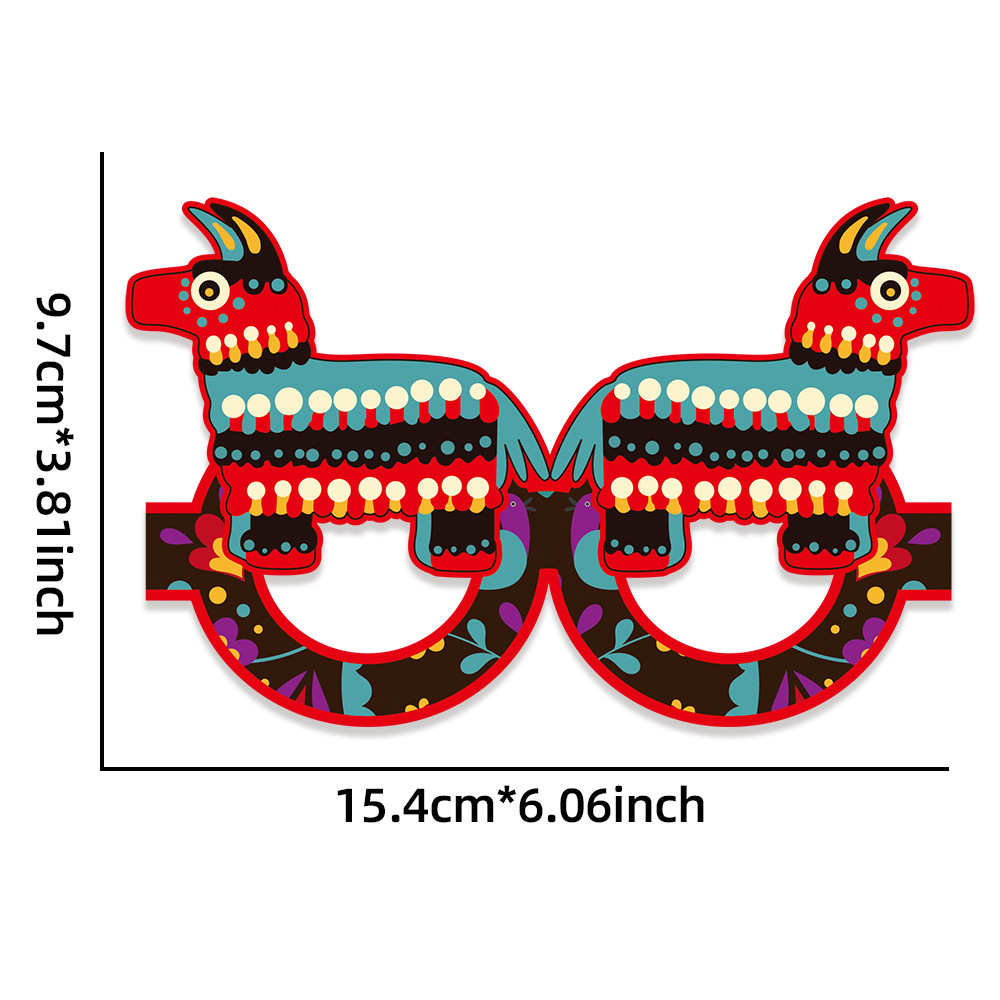 6 unids/set transfronterizo nuevo mexicano Mayo 5 gafas México carnaval fiesta decoración guitarra gafas de papel