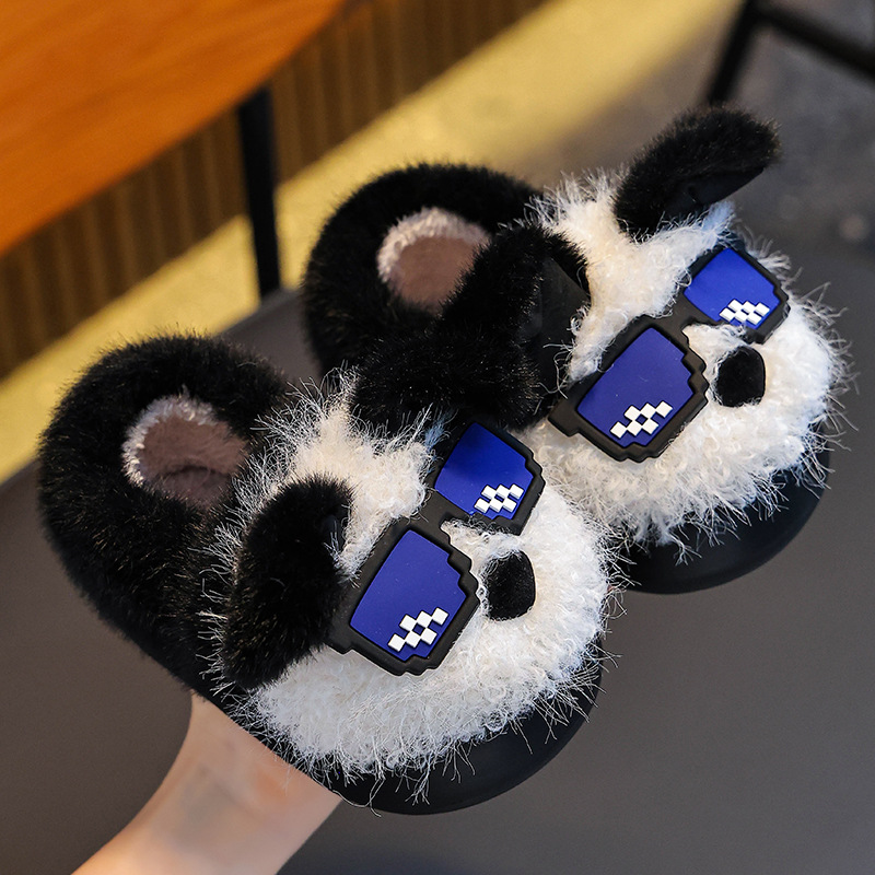 Otoño y invierno zapatillas de algodón para niños y niñas calientes y pelusa para padres e hijos, zapatos de algodón antideslizantes para cachorros