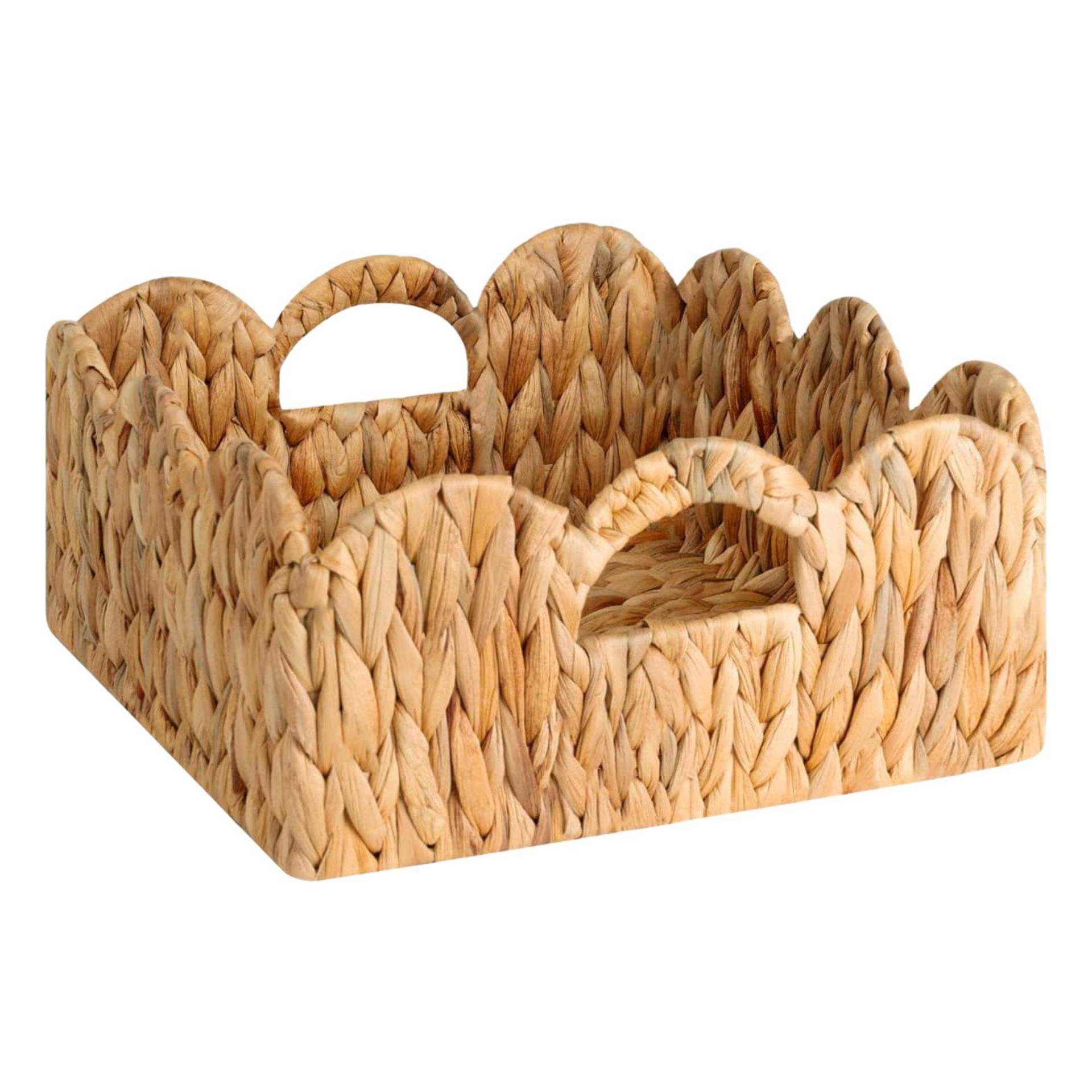 Cesta de almacenamiento en forma de abanico tejida de algas, cesta de almacenamiento de encaje de decoración del hogar, cesta de almacenamiento de armario, caja de almacenamiento de acabado de escritorio