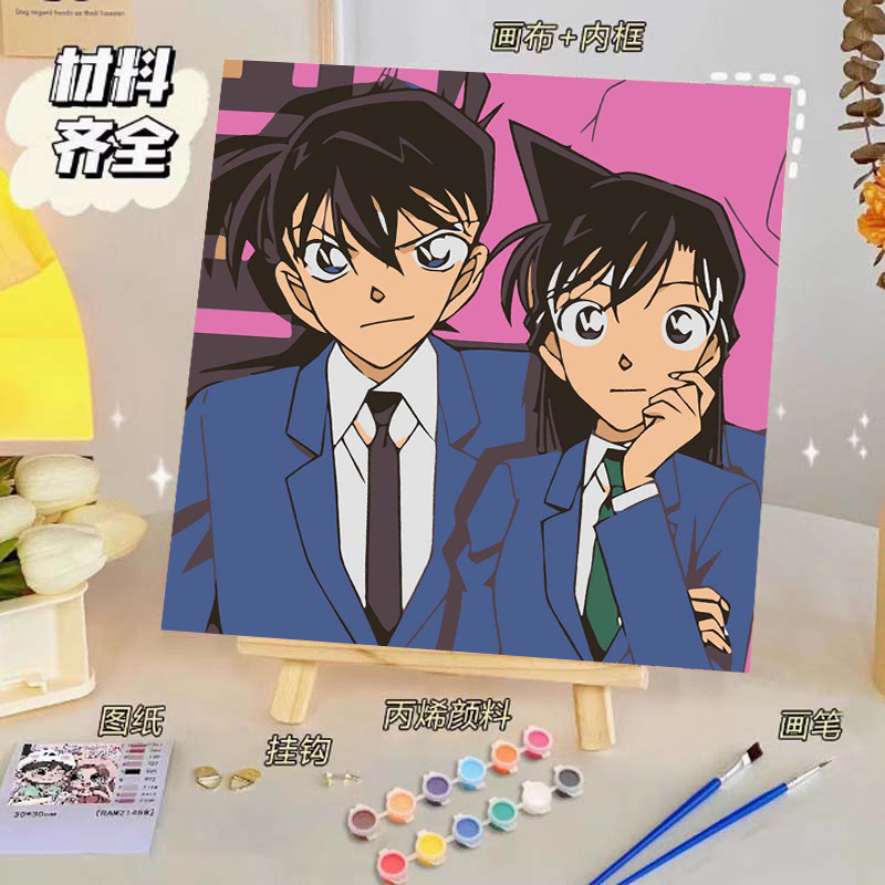 Pintura al óleo digital de bricolaje, dibujos animados para niños, pinturas para colorear hechas a mano, lindos puestos de animación curativos, comercio exterior transfronterizo