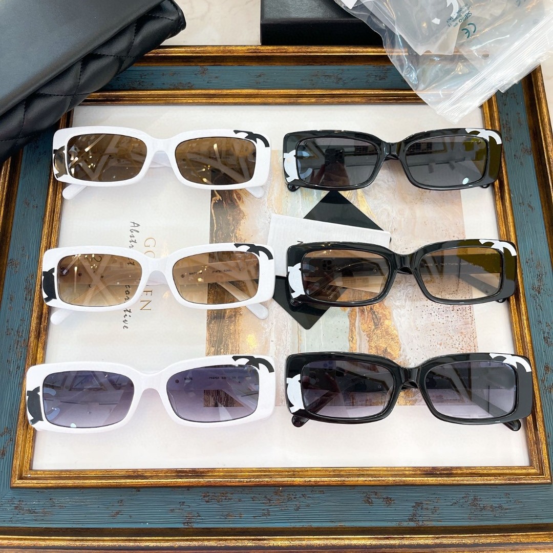 22A新款小香墨镜女71473 ins网红同款方框印花板材太阳眼镜71472A