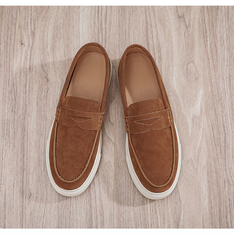 Suede Men's Board Shoes Are Comfortable And Breathable, One-pedal Loafers, Hand-stitched Thick-soled Versatile Shoes, And One Free Pinch Music._vogvips.com