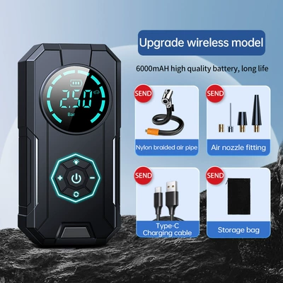 【Ys01】Cross-Border Car Air Pump, Wireless Portable 12V High-Power High-Pressure Automatic Inflator for Vehicles (Hava nasosu) - unisex-wireless-model