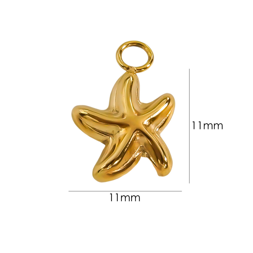 10 PCS/Package 304 Stainless Steel 14K Gold Plated Gesture Starfish Flower Beads display picture 8