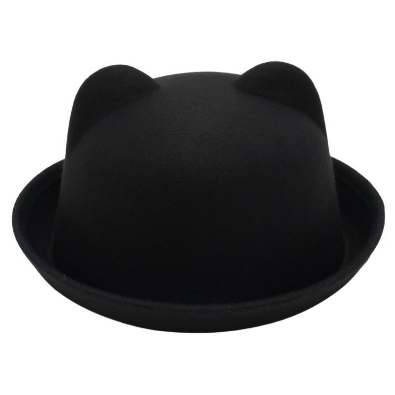 Kid's Adults Cute Simple Style Bear Solid Color Crimping Fedora Hat display picture 7